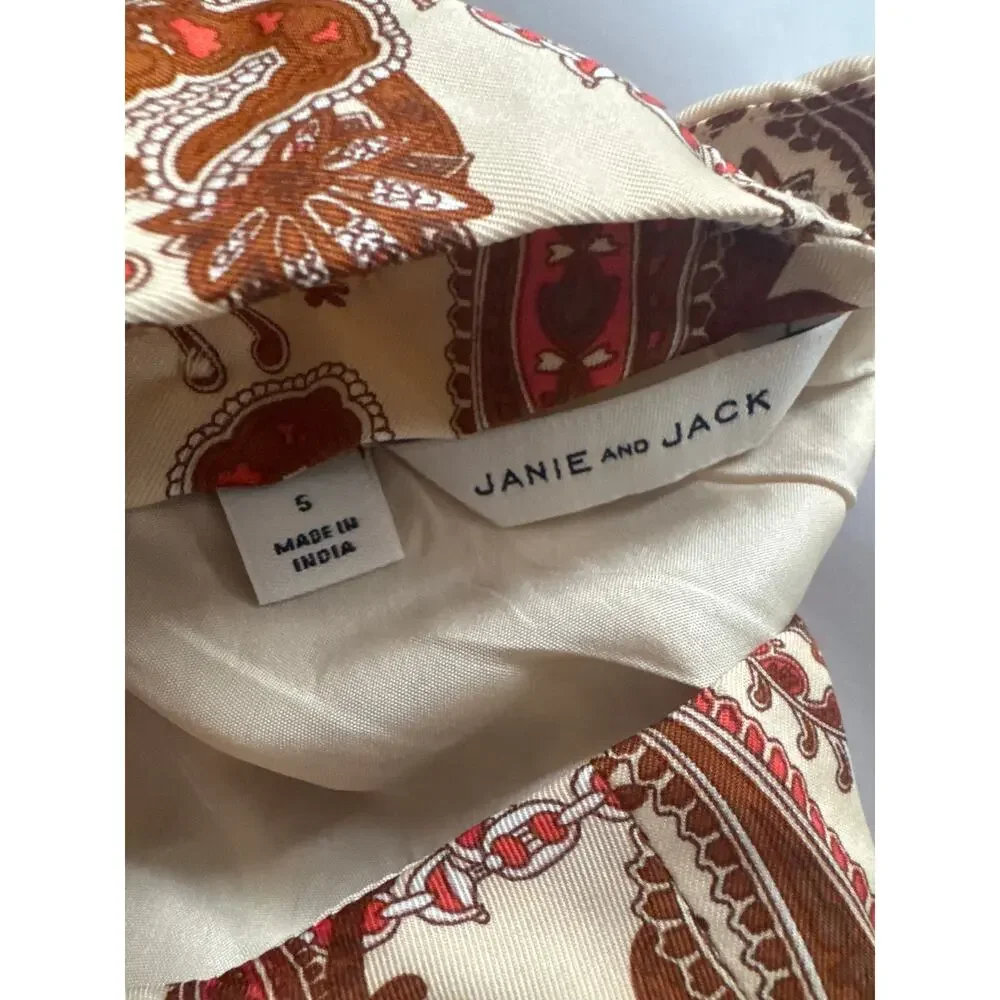 Janie and Jack Sleeveless Equestrian Paisley Brown Horse Tulle Dress Girls 5